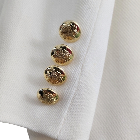 Lauren Ralph Lauren Blazer 8 Ivory Whitw Gold Buttons Wool Blend Collared - Picture 5 of 8